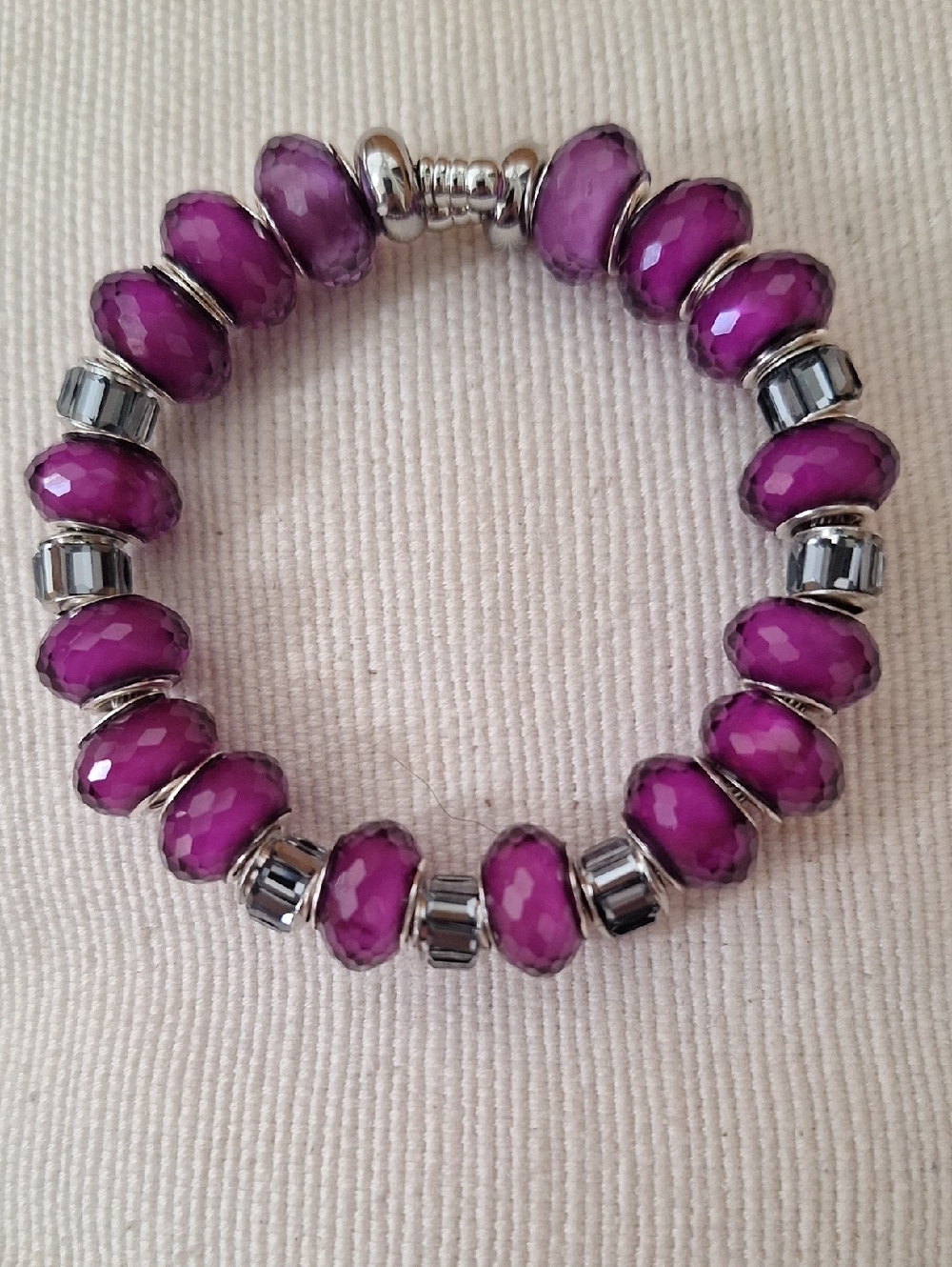Purple Glass Bead Adjustable Bracelet - Women Jewelry